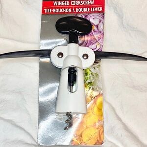💞 New Black & White Winged Wine Bottle Corkscrew